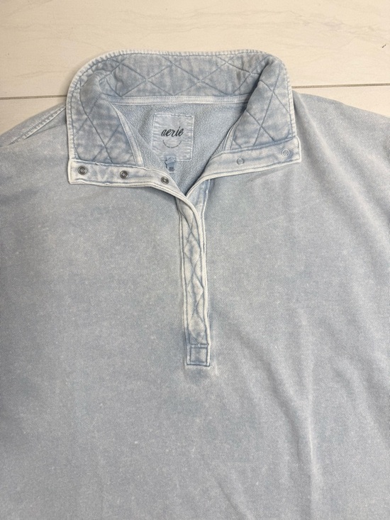 aerie women's oversized Light Gray blue Zip-Up Pullover Sweater - Picture 3 of 3